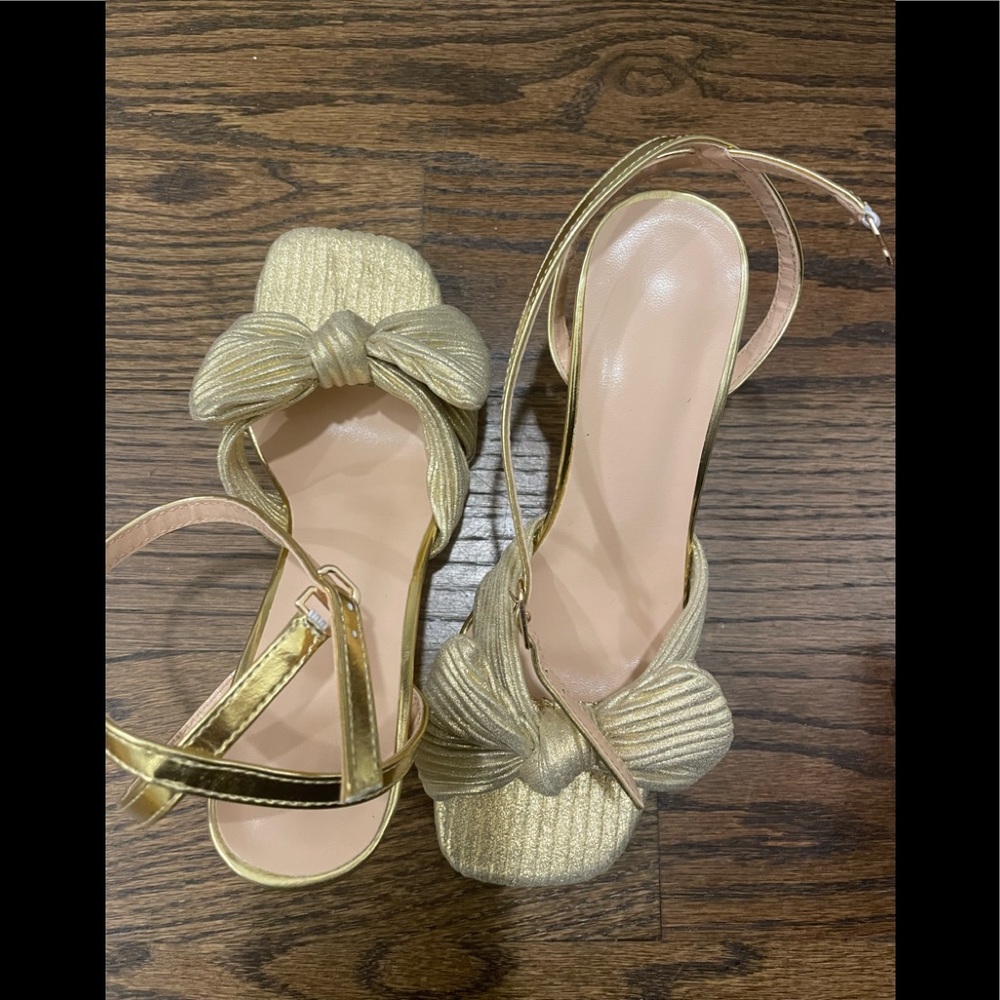 Bow tie gold heels